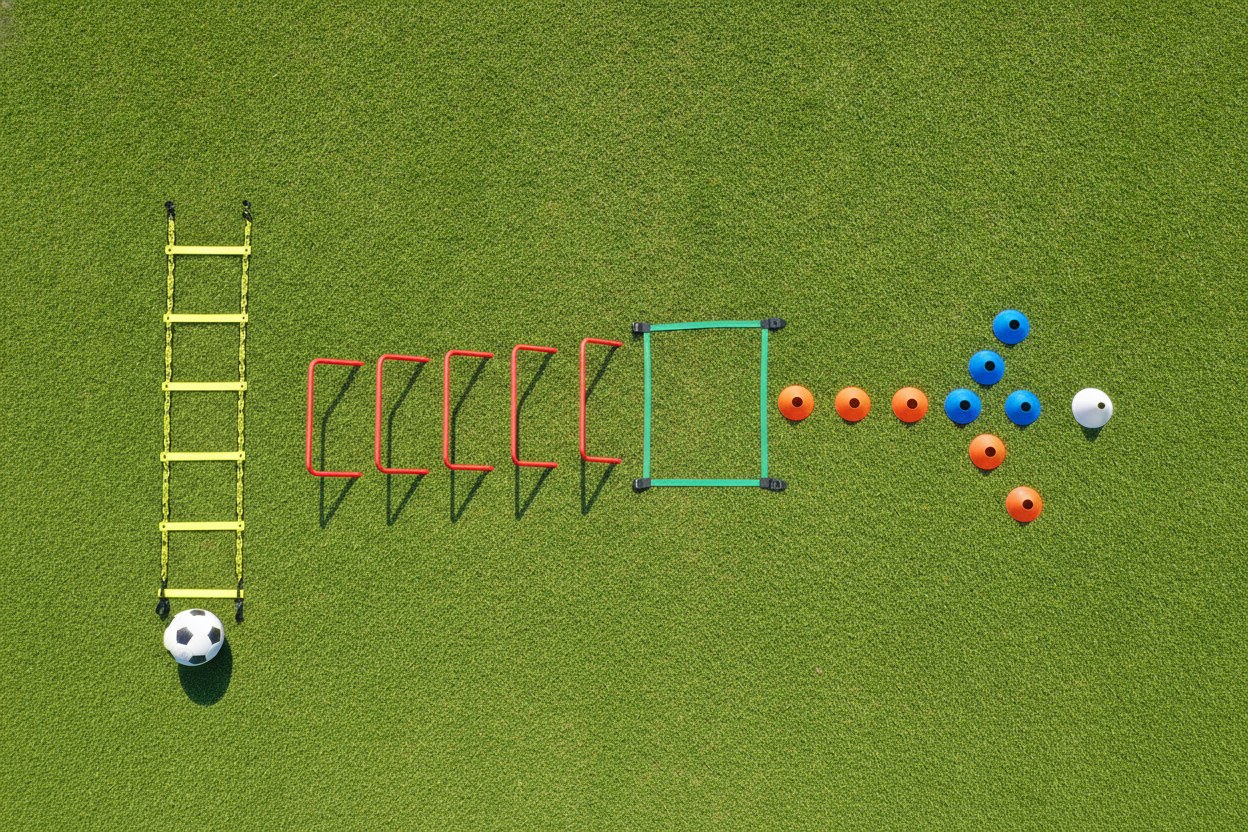 Profesyonel futbol antrenman drill parkuru
